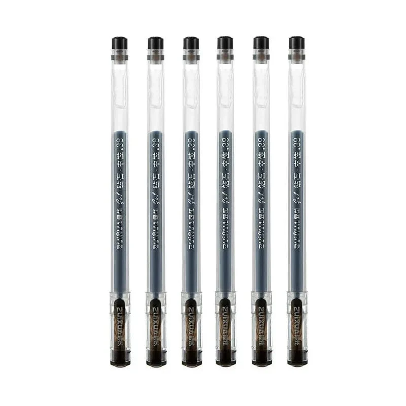 6 Teile/Satz 0.38 mm Gelschreiber mit großer Tintenkapazität und Diamantspitze, schwarze/blaue/rote Mine, für Prüfungen, Unterschriften, Schreiben, Schul- und Bürobedarf