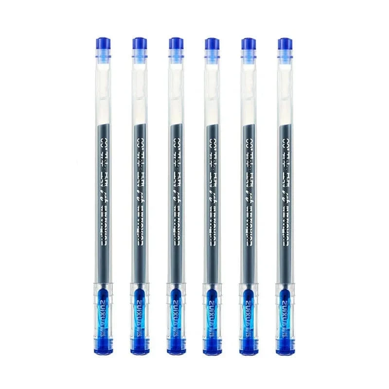 6 Teile/Satz 0.38 mm Gelschreiber mit großer Tintenkapazität und Diamantspitze, schwarze/blaue/rote Mine, für Prüfungen, Unterschriften, Schreiben, Schul- und Bürobedarf