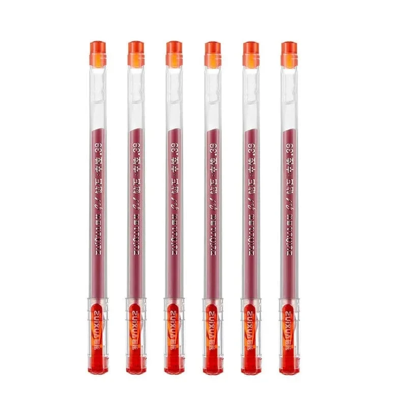 6 Teile/Satz 0.38 mm Gelschreiber mit großer Tintenkapazität und Diamantspitze, schwarze/blaue/rote Mine, für Prüfungen, Unterschriften, Schreiben, Schul- und Bürobedarf