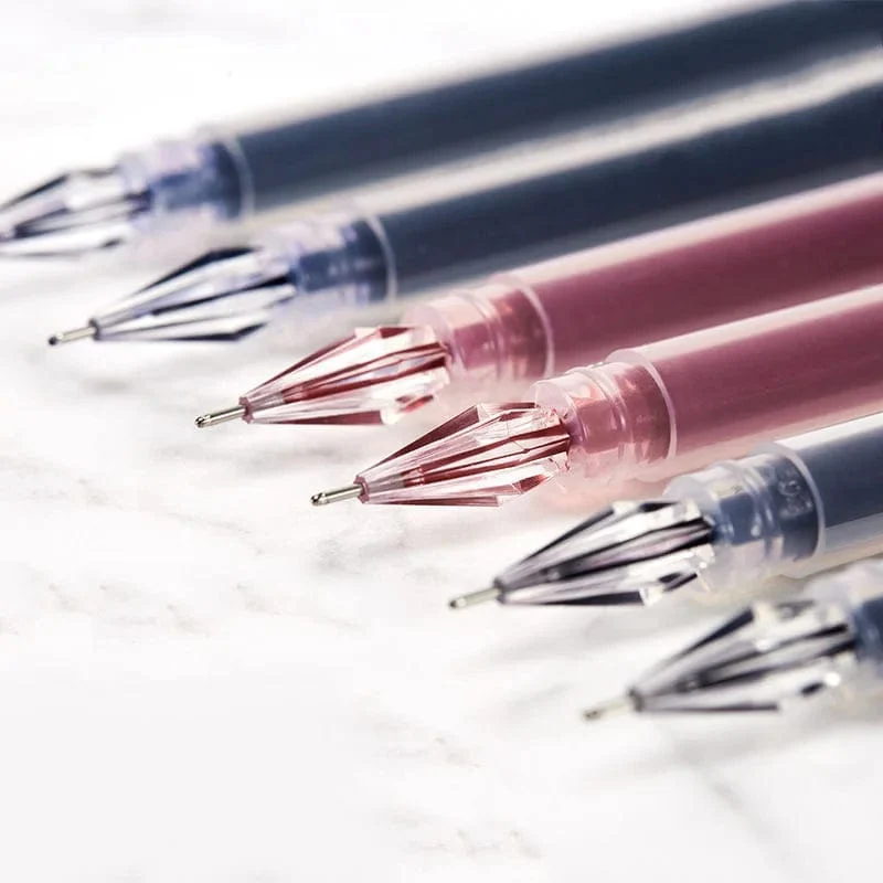 6 Teile/Satz 0.38 mm Gelschreiber mit großer Tintenkapazität und Diamantspitze, schwarze/blaue/rote Mine, für Prüfungen, Unterschriften, Schreiben, Schul- und Bürobedarf