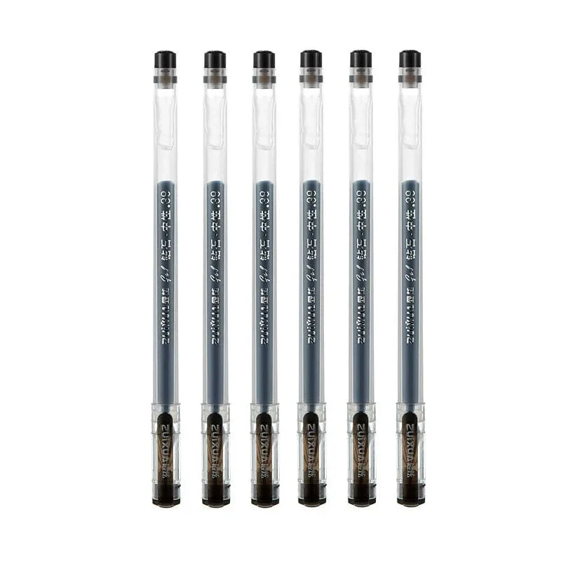 6 Teile/Satz 0.38 mm Gelschreiber mit großer Tintenkapazität und Diamantspitze, schwarze/blaue/rote Mine, für Prüfungen, Unterschriften, Schreiben, Schul- und Bürobedarf