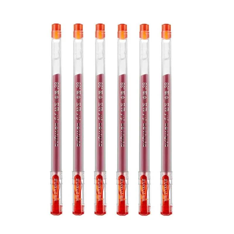 6 Teile/Satz 0.38 mm Gelschreiber mit großer Tintenkapazität und Diamantspitze, schwarze/blaue/rote Mine, für Prüfungen, Unterschriften, Schreiben, Schul- und Bürobedarf