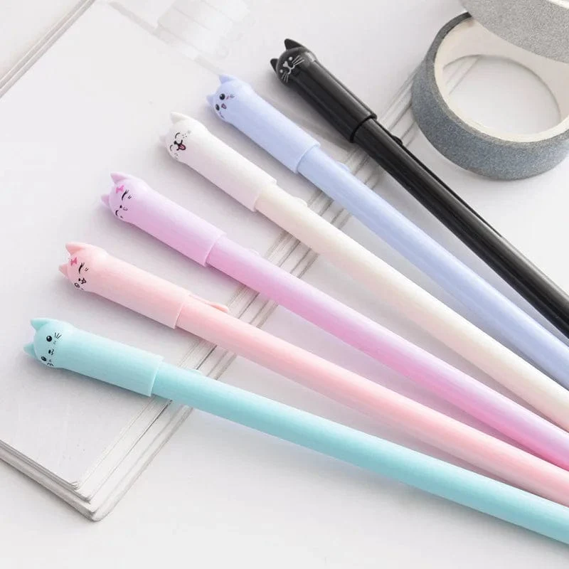 6 Teile/satz Kawaii Katze Gel Stift 0.38mm Kreative Nette Neutral Tinte Stift Kinder Geschenk Schule Büro Schriftlich Lieferungen Schreibwaren