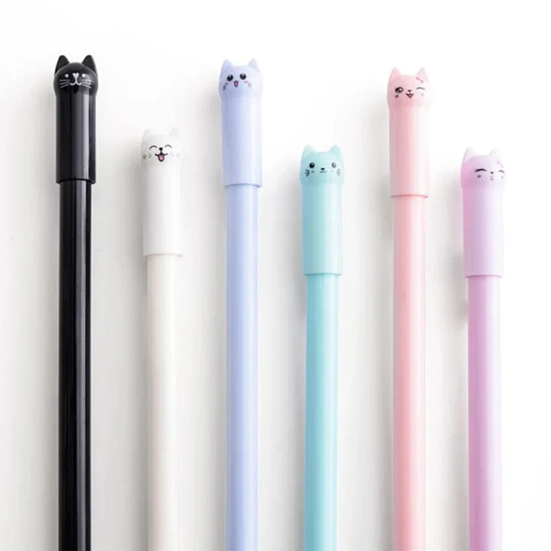 6 Teile/satz Kawaii Katze Gel Stift 0.38mm Kreative Nette Neutral Tinte Stift Kinder Geschenk Schule Büro Schriftlich Lieferungen Schreibwaren