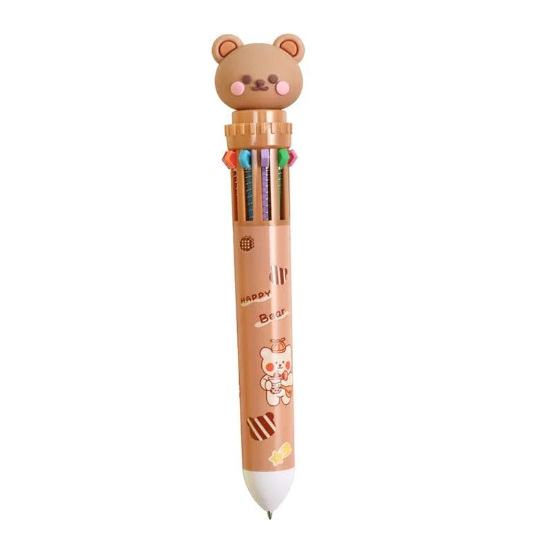 1 stück Kawaii Bär Cartoon Silikon 10 Farben Chunky Kugelschreiber Schule Bürobedarf Geschenk Schreibwaren Papelaria Escolar