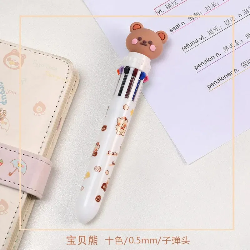 1 stück Kawaii Bär Cartoon Silikon 10 Farben Chunky Kugelschreiber Schule Bürobedarf Geschenk Schreibwaren Papelaria Escolar