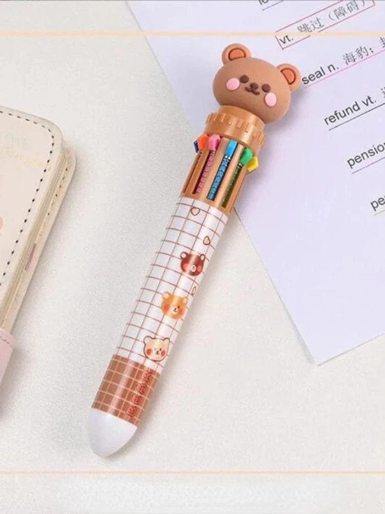 1 stück Kawaii Bär Cartoon Silikon 10 Farben Chunky Kugelschreiber Schule Bürobedarf Geschenk Schreibwaren Papelaria Escolar