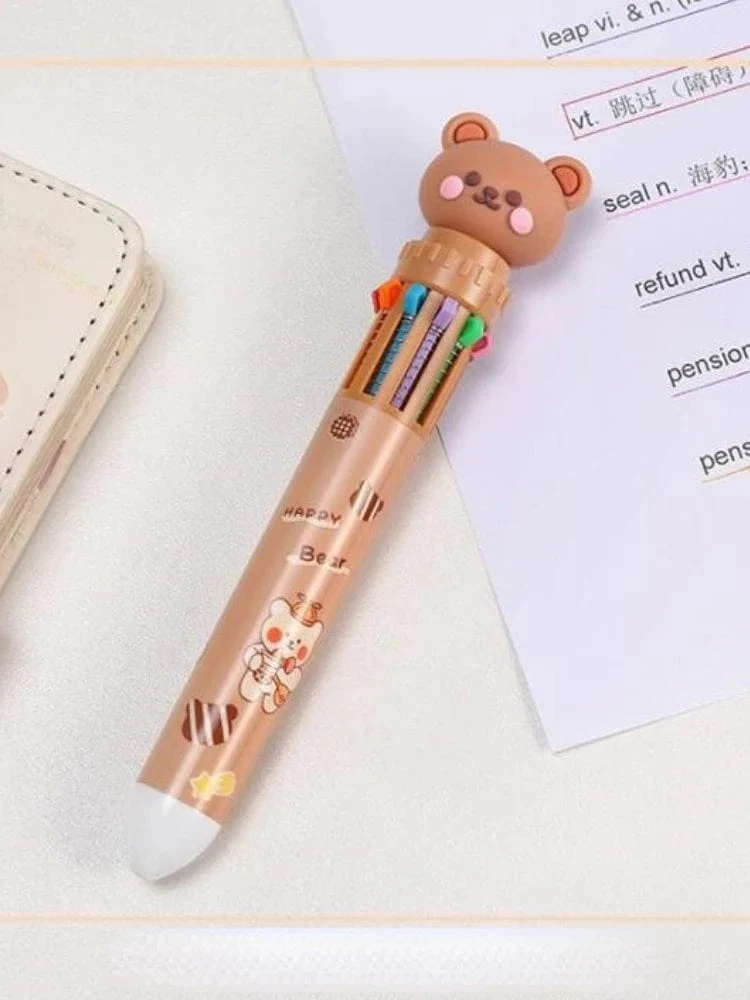 1 stück Kawaii Bär Cartoon Silikon 10 Farben Chunky Kugelschreiber Schule Bürobedarf Geschenk Schreibwaren Papelaria Escolar