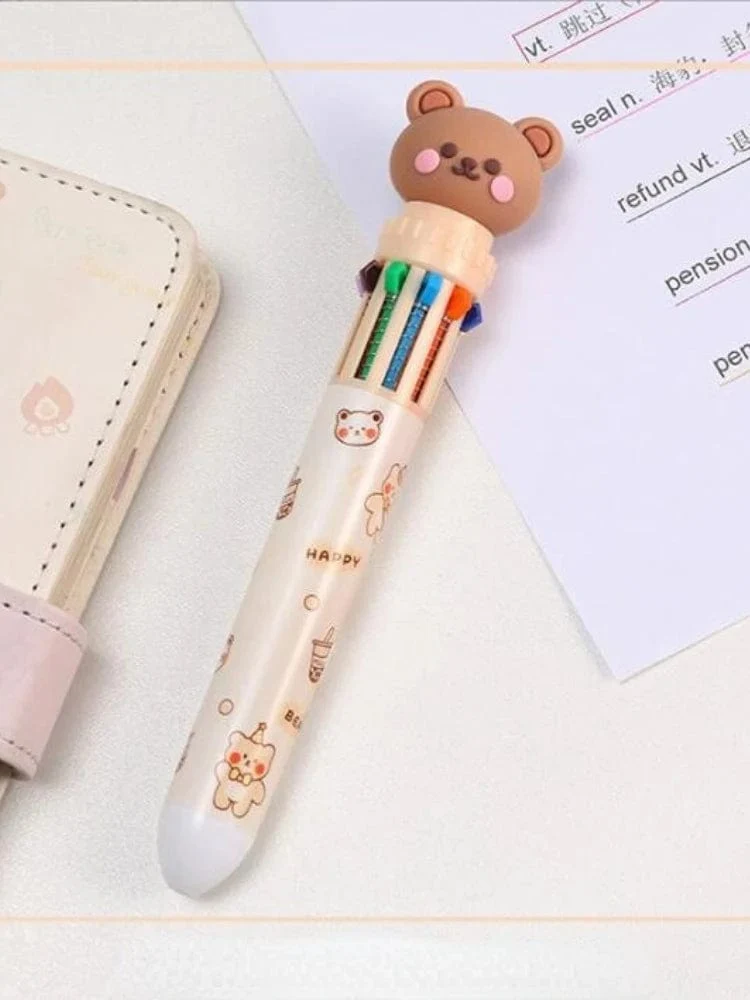 1 stück Kawaii Bär Cartoon Silikon 10 Farben Chunky Kugelschreiber Schule Bürobedarf Geschenk Schreibwaren Papelaria Escolar