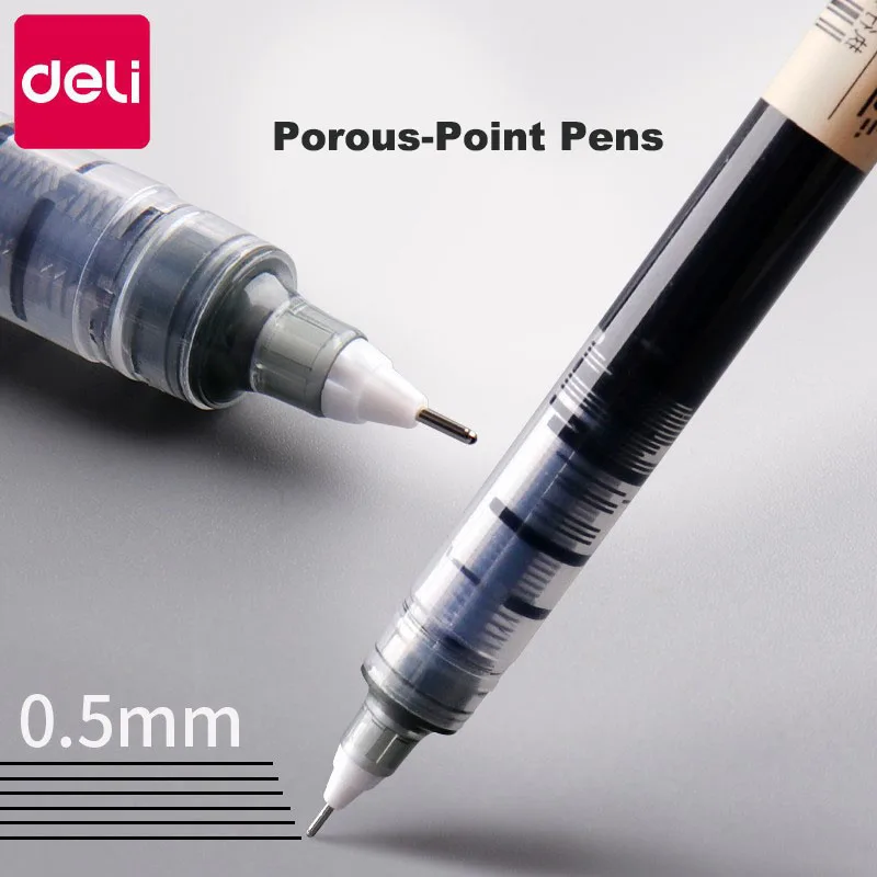 Deli 6/10-teiliges Tintenroller-Set, 0.5 mm, Schwarz, Blau, Rot, schnelltrocknende Tinte, Gelschreiber, Schreibwaren, Schreibutensilien für Studenten