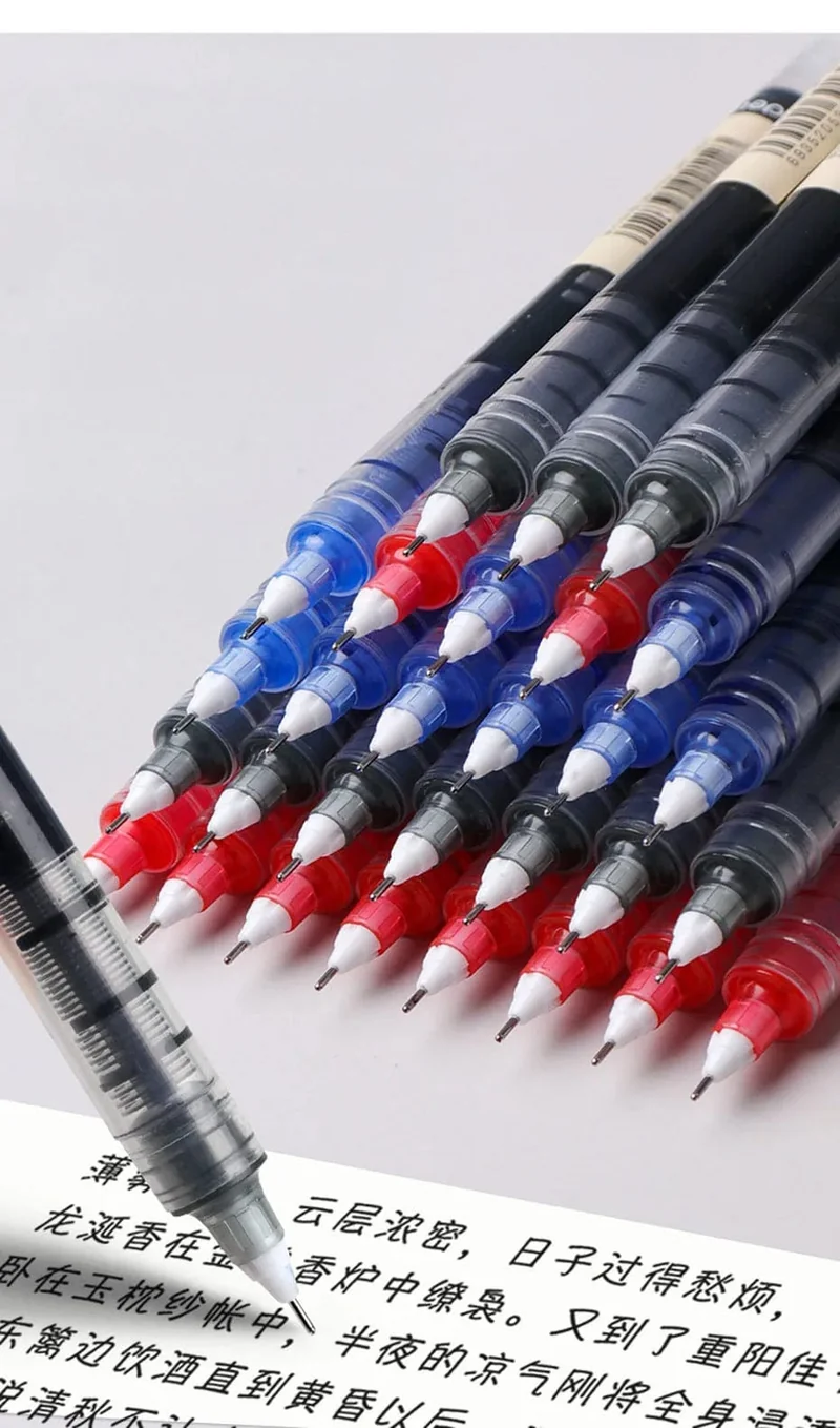 Deli 6/10-teiliges Tintenroller-Set, 0.5 mm, Schwarz, Blau, Rot, schnelltrocknende Tinte, Gelschreiber, Schreibwaren, Schreibutensilien für Studenten