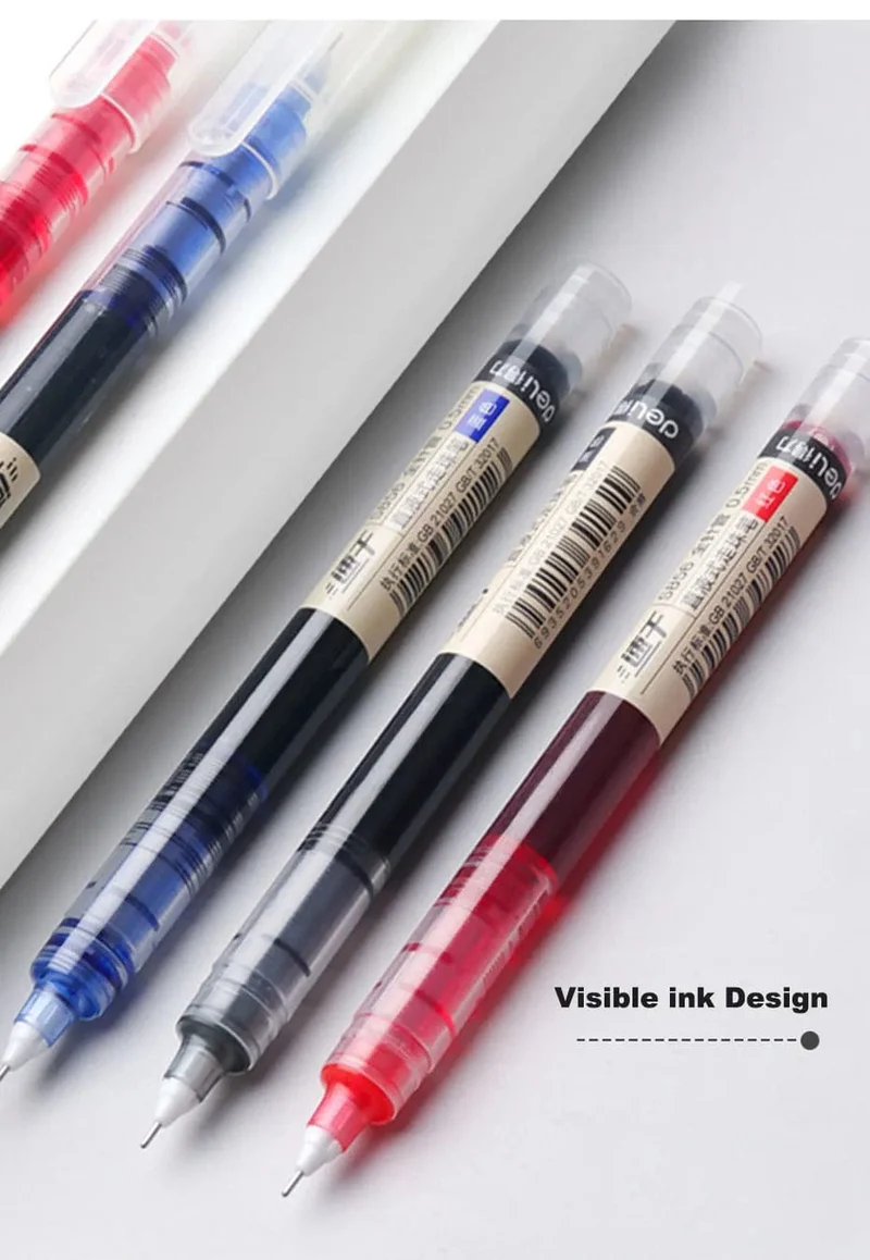 Deli 6/10-teiliges Tintenroller-Set, 0.5 mm, Schwarz, Blau, Rot, schnelltrocknende Tinte, Gelschreiber, Schreibwaren, Schreibutensilien für Studenten