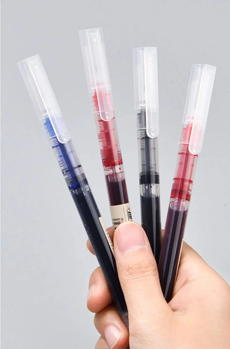 Deli 6/10-teiliges Tintenroller-Set, 0.5 mm, Schwarz, Blau, Rot, schnelltrocknende Tinte, Gelschreiber, Schreibwaren, Schreibutensilien für Studenten