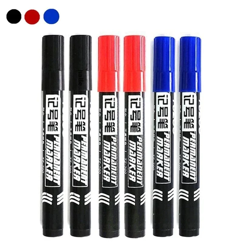 6 Stück ölige, wasserdichte, permanente Feinpunktfarbe, rot/schwarz/blau, Markierungsstifte für Reifenmarkierungen, Signaturstift, Schreibwaren