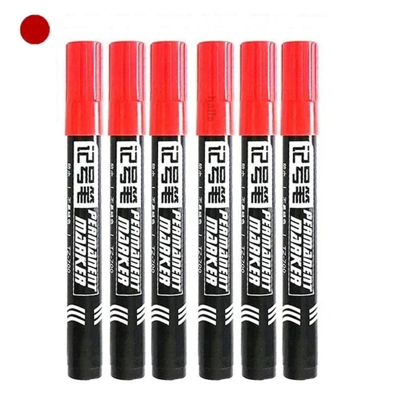 6 Stück ölige, wasserdichte, permanente Feinpunktfarbe, rot/schwarz/blau, Markierungsstifte für Reifenmarkierungen, Signaturstift, Schreibwaren