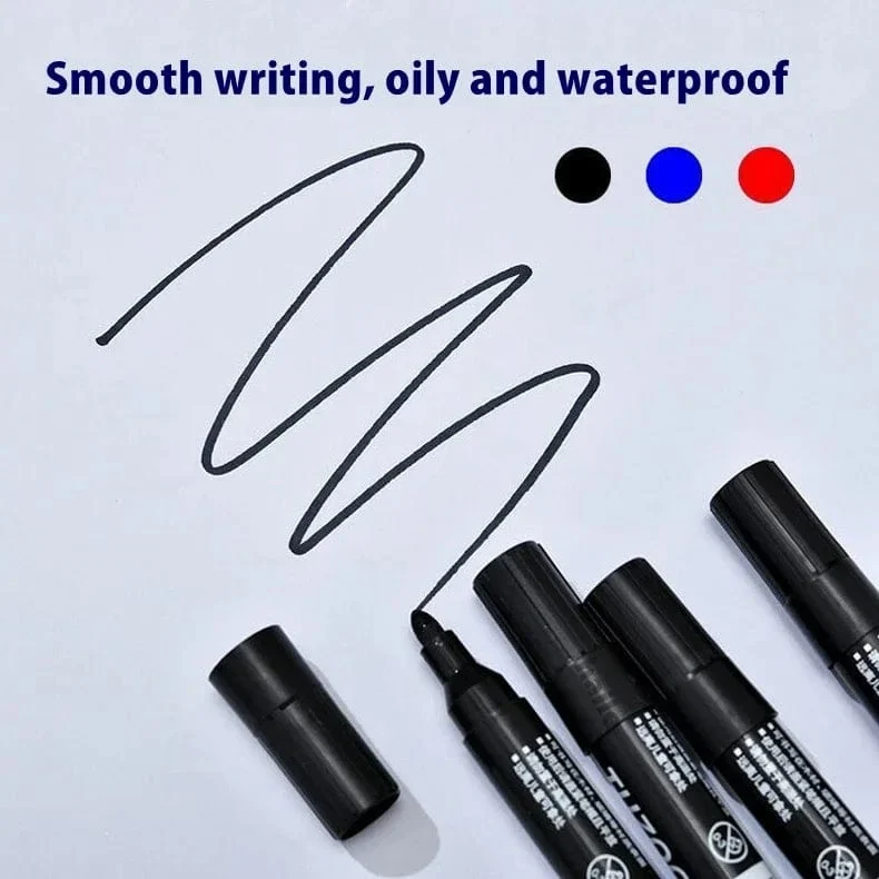 6 Stück ölige, wasserdichte, permanente Feinpunktfarbe, rot/schwarz/blau, Markierungsstifte für Reifenmarkierungen, Signaturstift, Schreibwaren