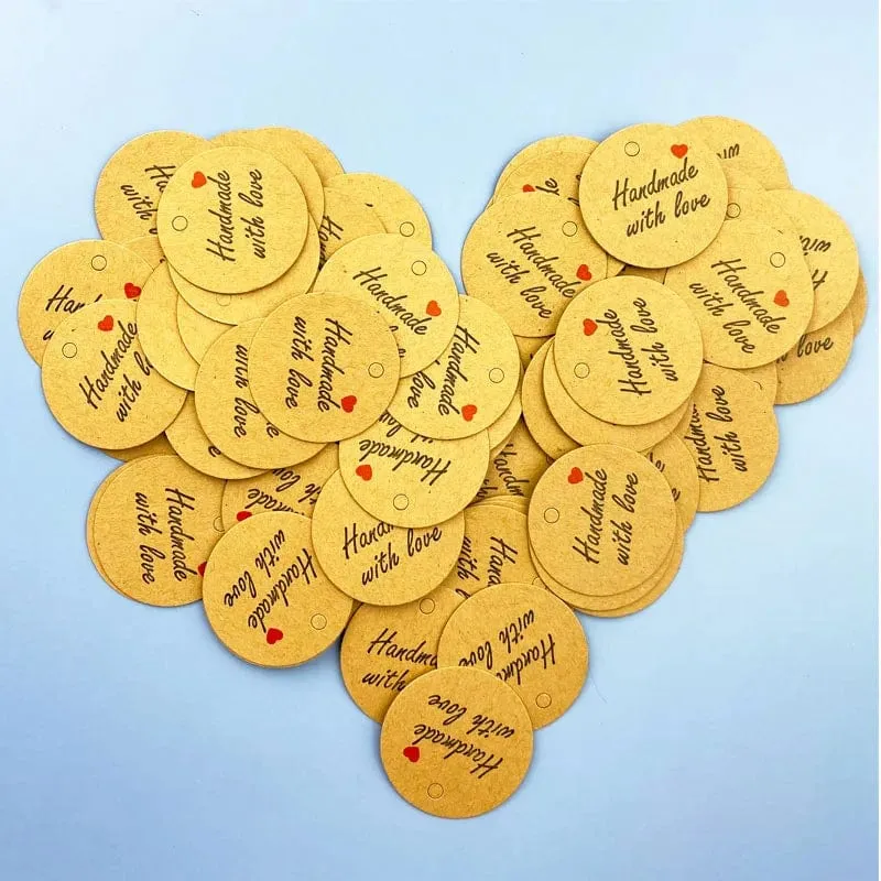 100 Stück runde Geschenkanhänger aus Kraftpapier zum Backen, bedruckte Etiketten, Feiern, Etiketten, handgefertigt, für Hochzeit, Party, Dekoration, Verpackung, Hängepapier