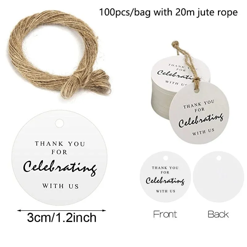 100 Stück runde Geschenkanhänger aus Kraftpapier zum Backen, bedruckte Etiketten, Feiern, Etiketten, handgefertigt, für Hochzeit, Party, Dekoration, Verpackung, Hängepapier