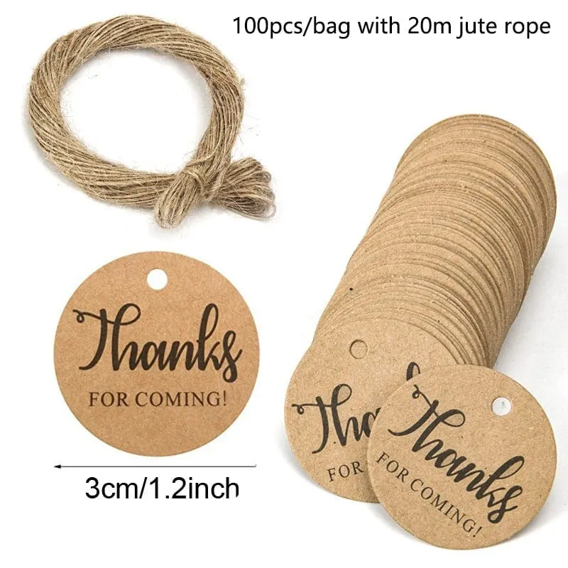 100 Stück runde Geschenkanhänger aus Kraftpapier zum Backen, bedruckte Etiketten, Feiern, Etiketten, handgefertigt, für Hochzeit, Party, Dekoration, Verpackung, Hängepapier
