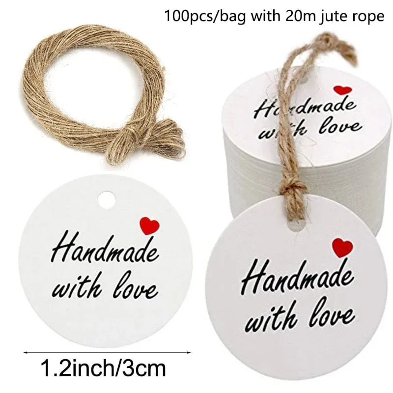 100 Stück runde Geschenkanhänger aus Kraftpapier zum Backen, bedruckte Etiketten, Feiern, Etiketten, handgefertigt, für Hochzeit, Party, Dekoration, Verpackung, Hängepapier