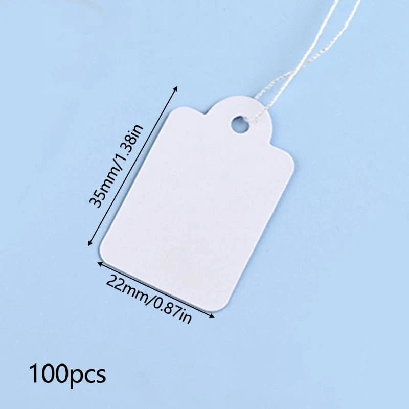 100 Stück Schmuckanhänger mit Seilringen, Preisschilder, weißes Kraftpapier, handgeschriebene Papierkarten, rechteckige, leere Gartenanhänger