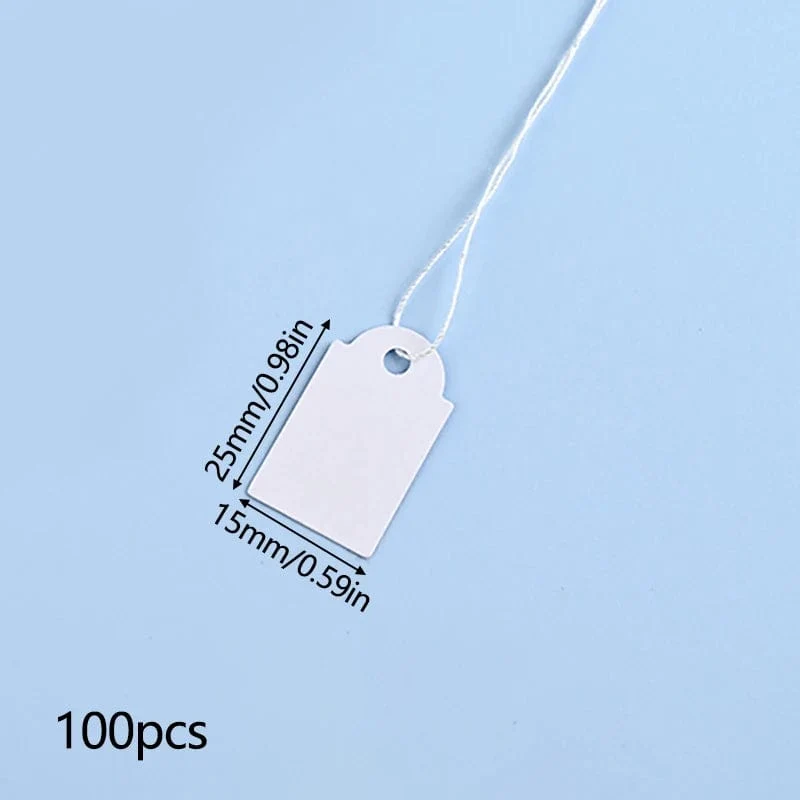 100 Stück Schmuckanhänger mit Seilringen, Preisschilder, weißes Kraftpapier, handgeschriebene Papierkarten, rechteckige, leere Gartenanhänger