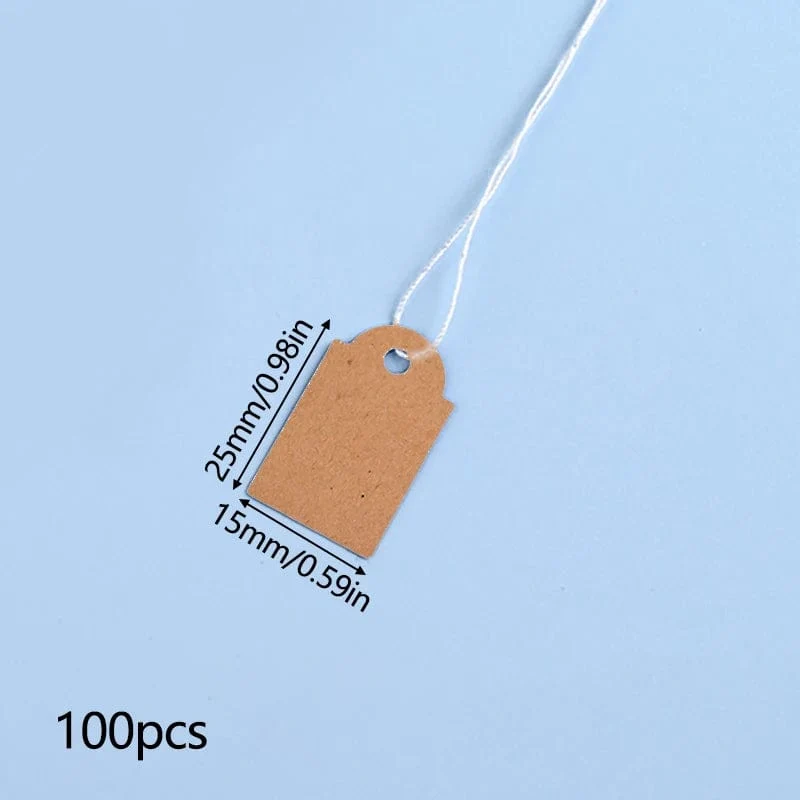 100 Stück Schmuckanhänger mit Seilringen, Preisschilder, weißes Kraftpapier, handgeschriebene Papierkarten, rechteckige, leere Gartenanhänger
