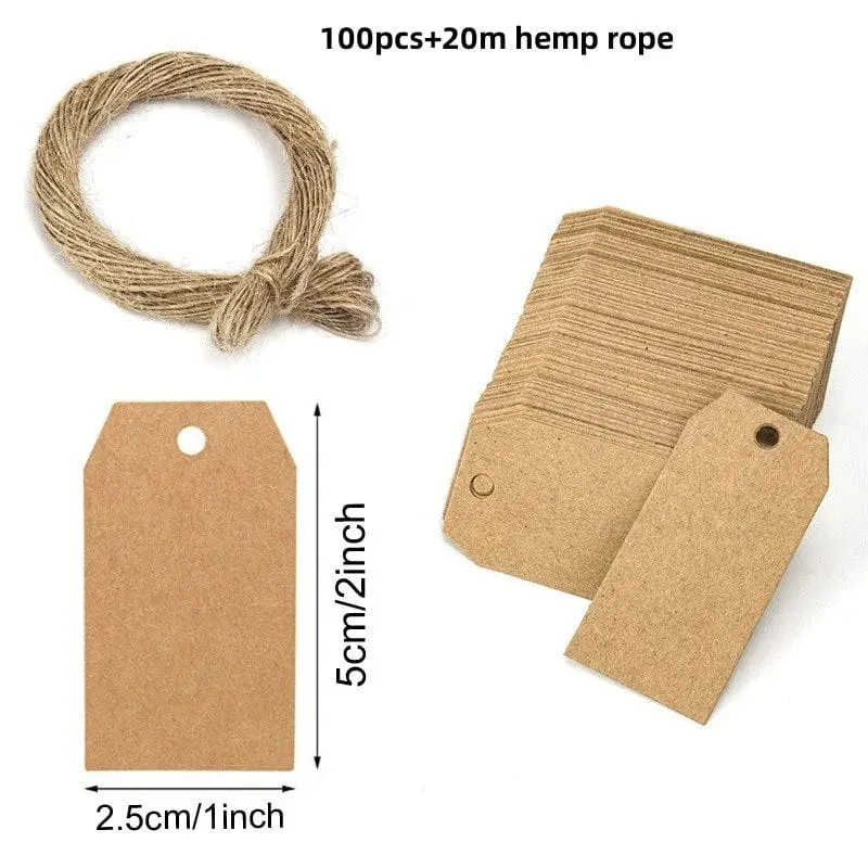 100 Stück + 20 m Hanfseil. Danke, dass Sie mit uns feiern. Handgefertigte Anhänger, Geschenkdekorationen, leere Preisschilder