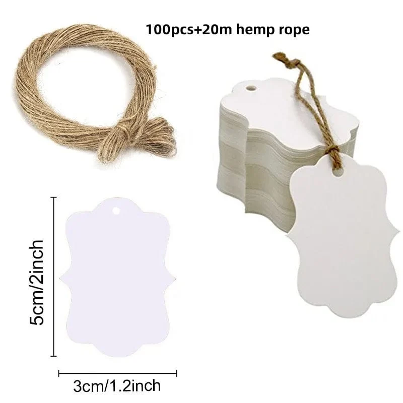 100 Stück + 20 m Hanfseil. Danke, dass Sie mit uns feiern. Handgefertigte Anhänger, Geschenkdekorationen, leere Preisschilder