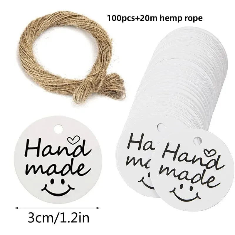 100 Stück + 20 m Hanfseil. Danke, dass Sie mit uns feiern. Handgefertigte Anhänger, Geschenkdekorationen, leere Preisschilder