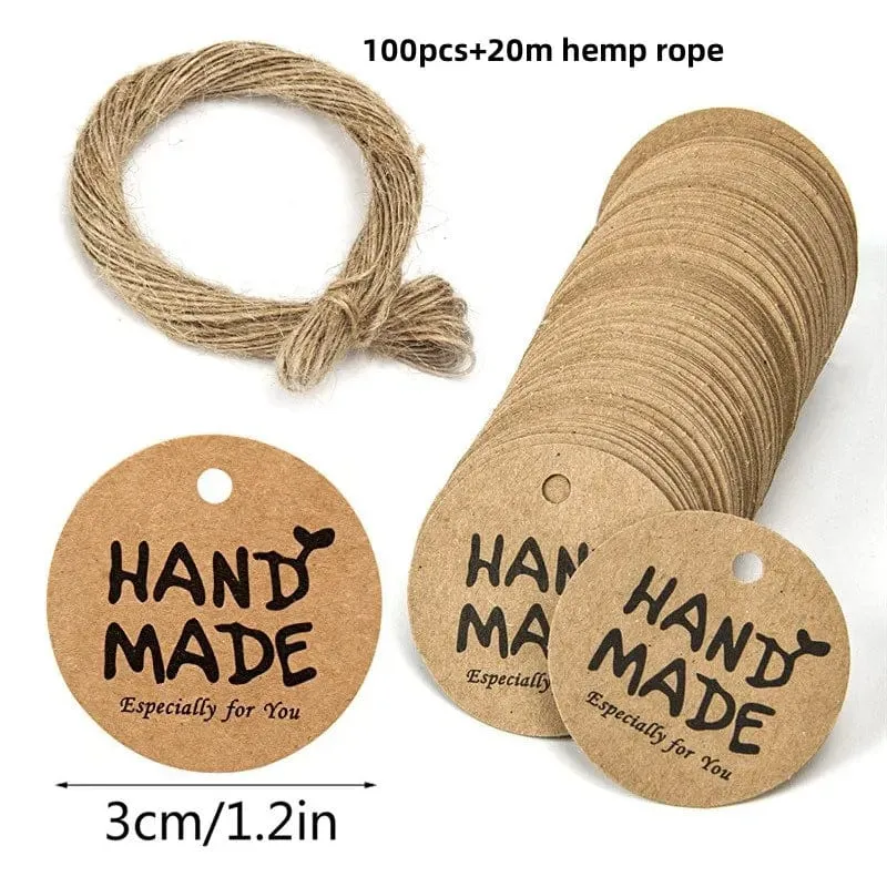 100 Stück + 20 m Hanfseil. Danke, dass Sie mit uns feiern. Handgefertigte Anhänger, Geschenkdekorationen, leere Preisschilder