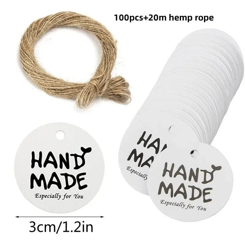 100 Stück + 20 m Hanfseil. Danke, dass Sie mit uns feiern. Handgefertigte Anhänger, Geschenkdekorationen, leere Preisschilder