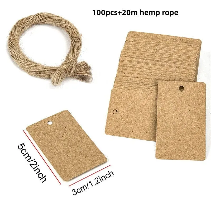 100 Stück + 20 m Hanfseil. Danke, dass Sie mit uns feiern. Handgefertigte Anhänger, Geschenkdekorationen, leere Preisschilder