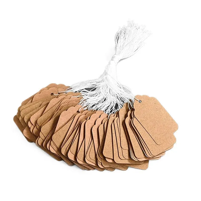 100 Stück handgefertigte Preisschilder aus Kraftpapier, Kleideretiketten, Papierkarten, Hängeetiketten für handgefertigte Artikel, Waren, Schmucketiketten