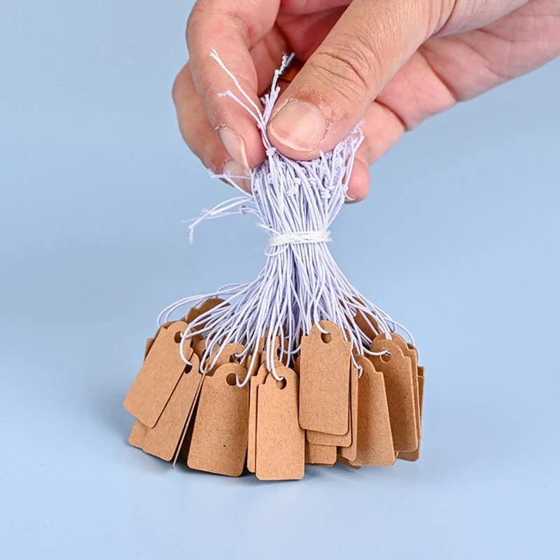 100 Stück handgefertigte Preisschilder aus Kraftpapier, Kleideretiketten, Papierkarten, Hängeetiketten für handgefertigte Artikel, Waren, Schmucketiketten