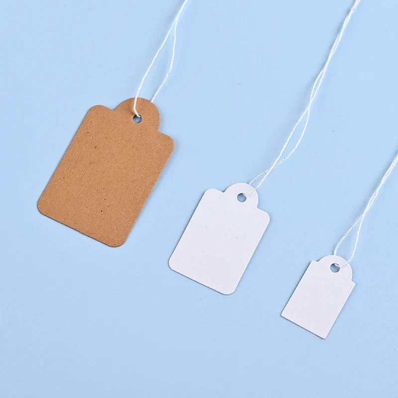 100 Stück handgefertigte Preisschilder aus Kraftpapier, Kleideretiketten, Papierkarten, Hängeetiketten für handgefertigte Artikel, Waren, Schmucketiketten