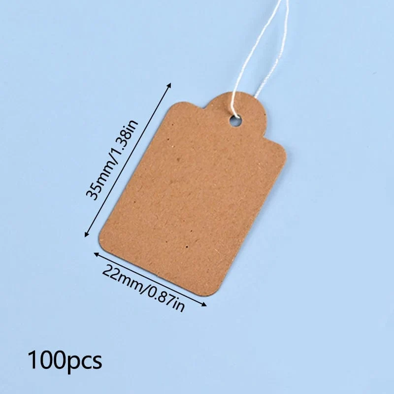 100 Stück handgefertigte Preisschilder aus Kraftpapier, Kleideretiketten, Papierkarten, Hängeetiketten für handgefertigte Artikel, Waren, Schmucketiketten
