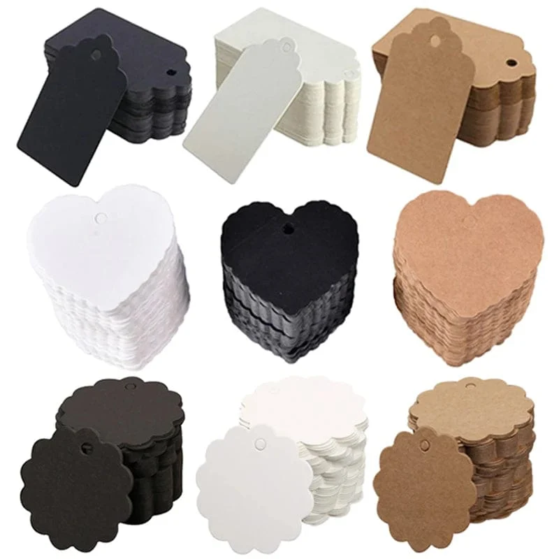 50/100 Stück Anhänger aus Kraftpapier, Herz-Geschenkanhänger aus Kraftpapier für Geschenke, Kunst und Handwerk, Hochzeit, Erntedankfest, Weihnachten, Geburtstagsparty