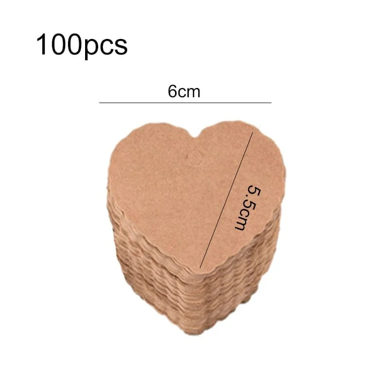 50/100 Stück Anhänger aus Kraftpapier, Herz-Geschenkanhänger aus Kraftpapier für Geschenke, Kunst und Handwerk, Hochzeit, Erntedankfest, Weihnachten, Geburtstagsparty