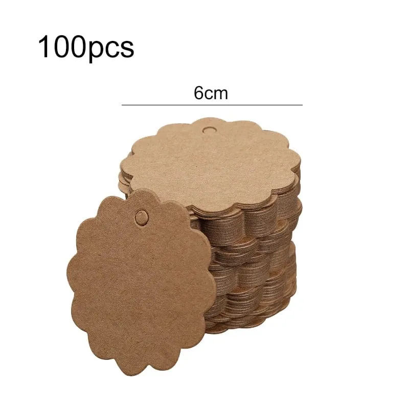 50/100 Stück Anhänger aus Kraftpapier, Herz-Geschenkanhänger aus Kraftpapier für Geschenke, Kunst und Handwerk, Hochzeit, Erntedankfest, Weihnachten, Geburtstagsparty