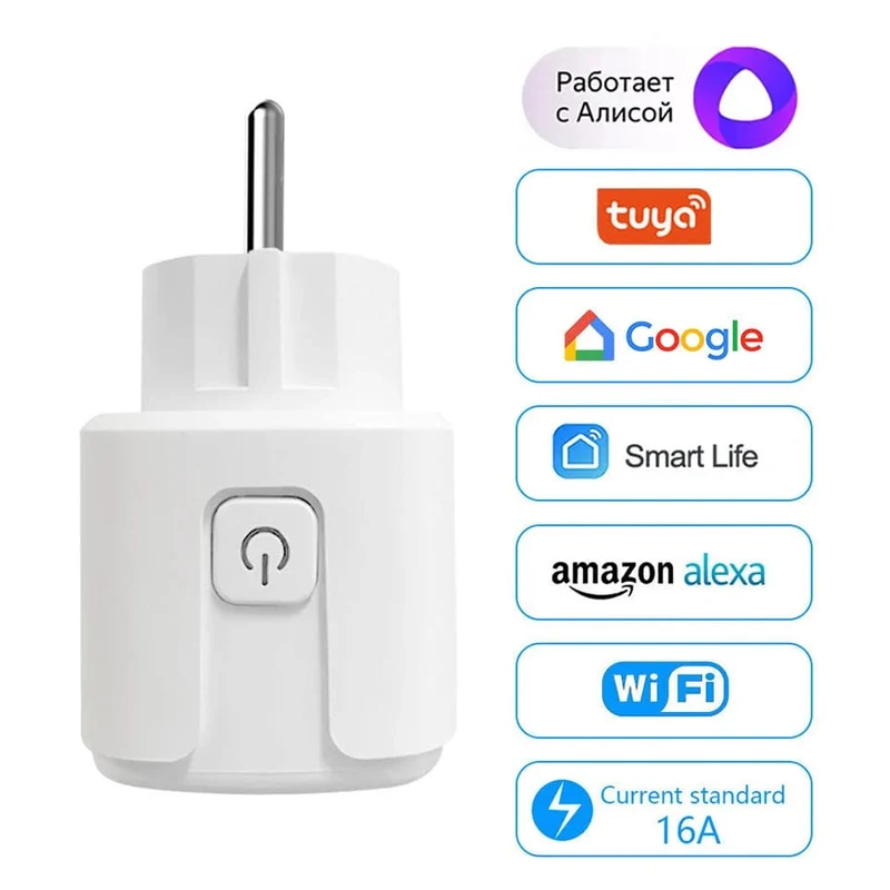 CBE WiFi Smart Steckdosen 16A EU Stecker Tuya Smart Leben APP Arbeit mit Alexa Google Home Smart-Home Automatisierung EU UK Stecker Yandex