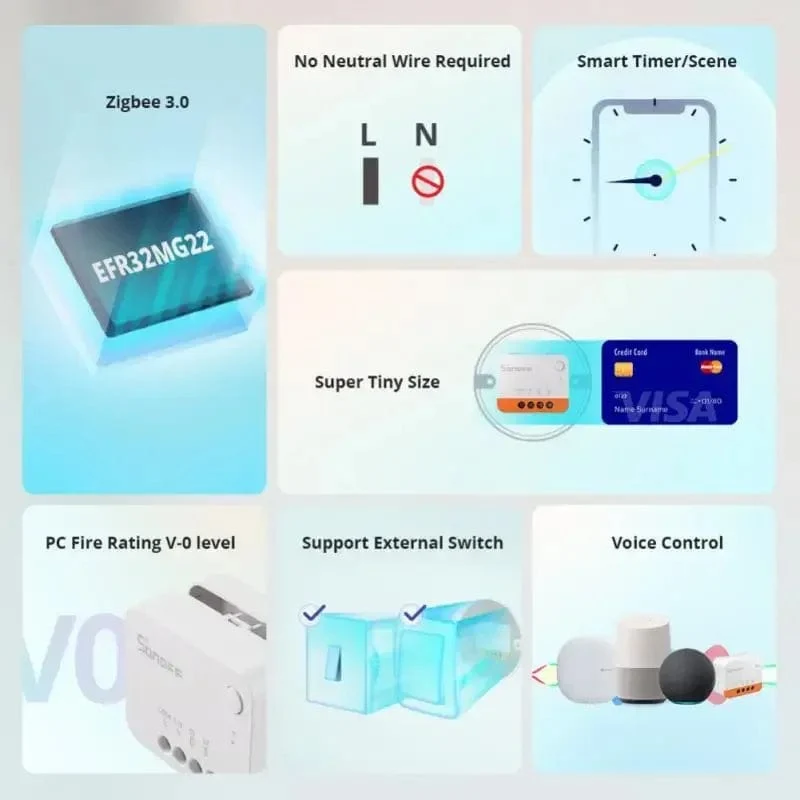 SONOFF ZBMINI-L2/ ZBMINI Zigbee DIY Smart Switch Modul Kein Neutralleiter erforderlich 2-Wege-Steuerung Home Automation für Alexa eWelink