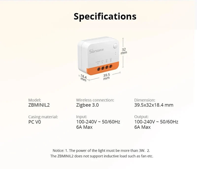 SONOFF ZBMINI-L2/ ZBMINI Zigbee DIY Smart Switch Modul Kein Neutralleiter erforderlich 2-Wege-Steuerung Home Automation für Alexa eWelink