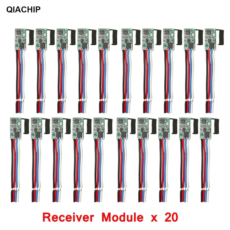 QIACHIP 40 Stück 433.92 MHz Universal Wireless DC 3.6 V-24 V Fernbedienungsschalter 1 CH RF Relais Empfänger LED Licht Controller DIY Kit