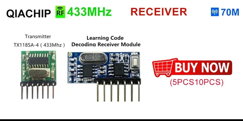 QIACHIP 40 Stück 433.92 MHz Universal Wireless DC 3.6 V-24 V Fernbedienungsschalter 1 CH RF Relais Empfänger LED Licht Controller DIY Kit