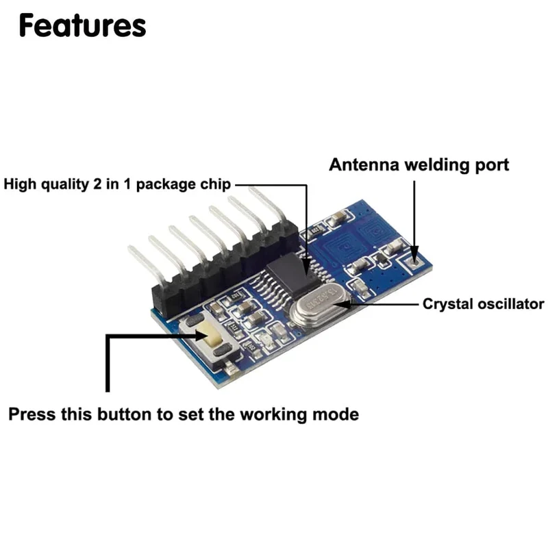 433 MHz Drahtloser RF-Fernbedienungsschalter EV1527 Lerncode 4-Kanal-Relais-Empfängermodul und Ein-/Aus-Sender für DIY-Kit