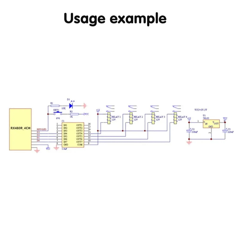 433 MHz Drahtloser RF-Fernbedienungsschalter EV1527 Lerncode 4-Kanal-Relais-Empfängermodul und Ein-/Aus-Sender für DIY-Kit