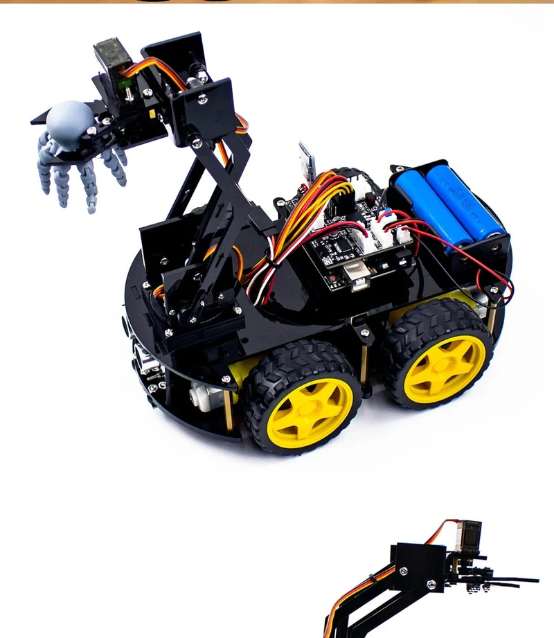 LAFVIN Mechanisches 4WD-Roboterarm-Auto-Kit für Arduino Smart Robot Car Set für Lern- und Bildungsautomatisierungs-Kits