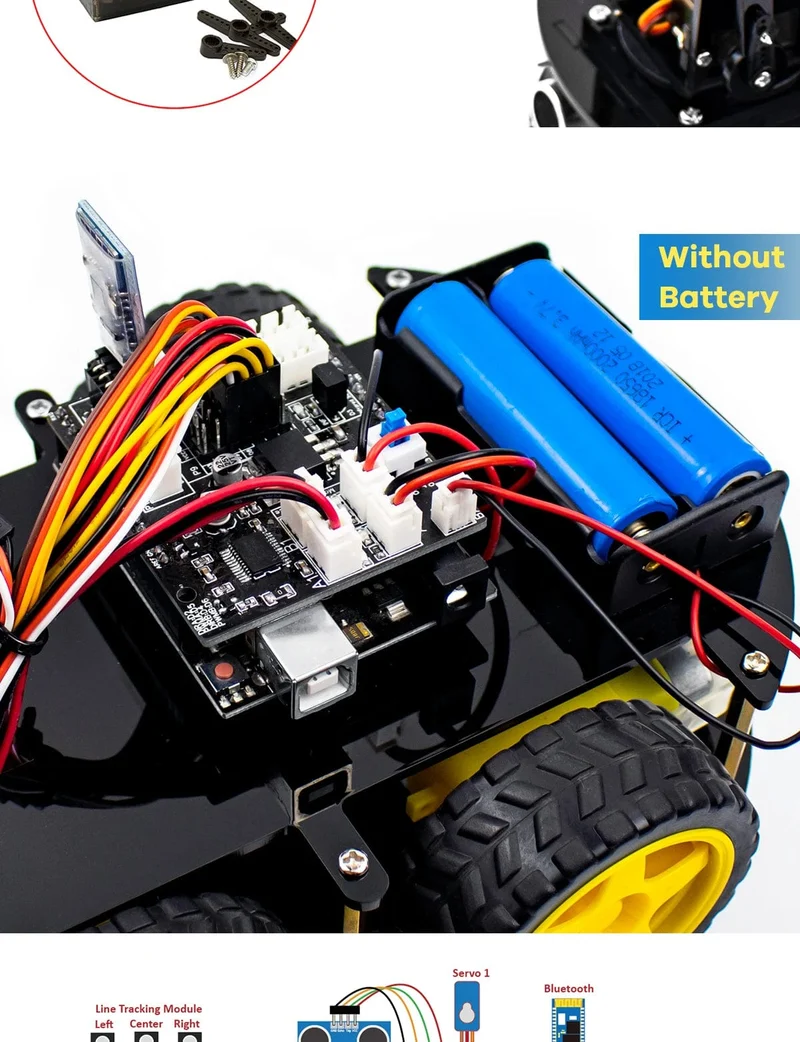 LAFVIN Mechanisches 4WD-Roboterarm-Auto-Kit für Arduino Smart Robot Car Set für Lern- und Bildungsautomatisierungs-Kits