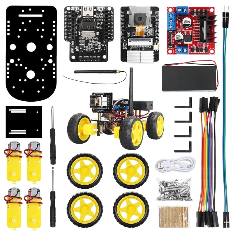 4WD Smart Roboterauto ESP32 Kamera Wifi Automatisierungskit für Arduino Programmierung ESP Roboter mit Antenne Lernen Komplettes Codierungskit
